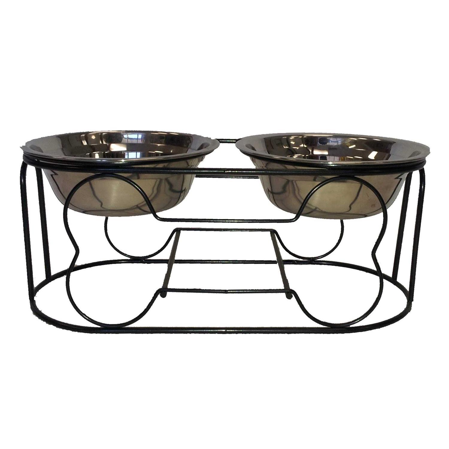 YML Wrought Iron Stand with Double Stainless Steel Feeder Bowls
