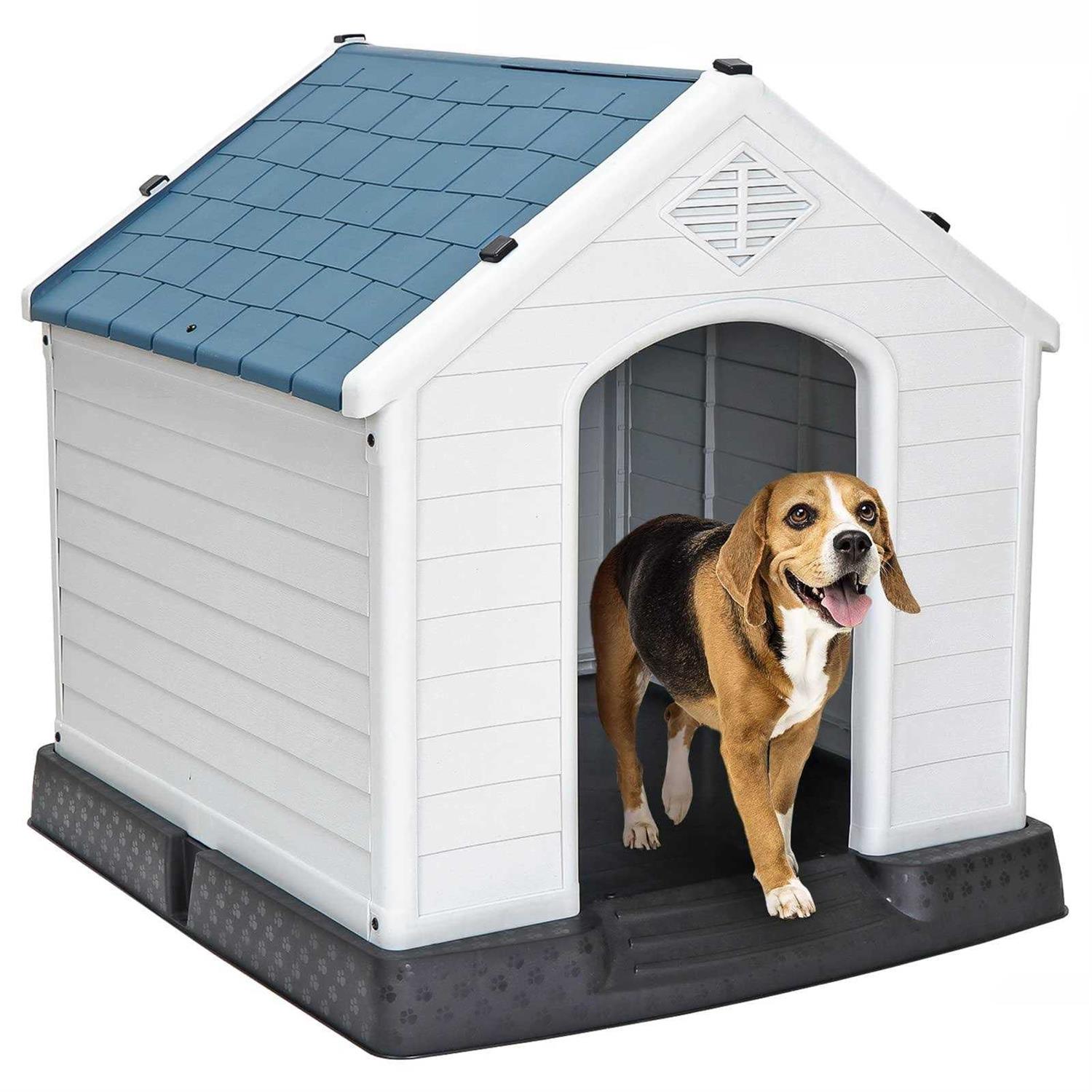 ZENY Plastic Dog House Waterproof Dog Kennel with Air Vents and Elevated Floor All Weather Indoor Outdoor Insulated Doghouse Puppy Shelter