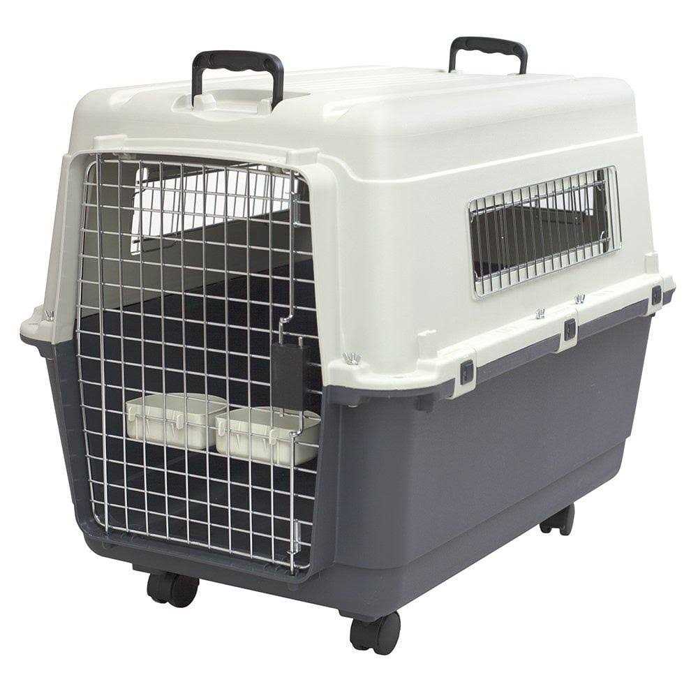 Sportpet Designs Plastic Kennels Rolling Plastic Wire Door Travel Dog Crate