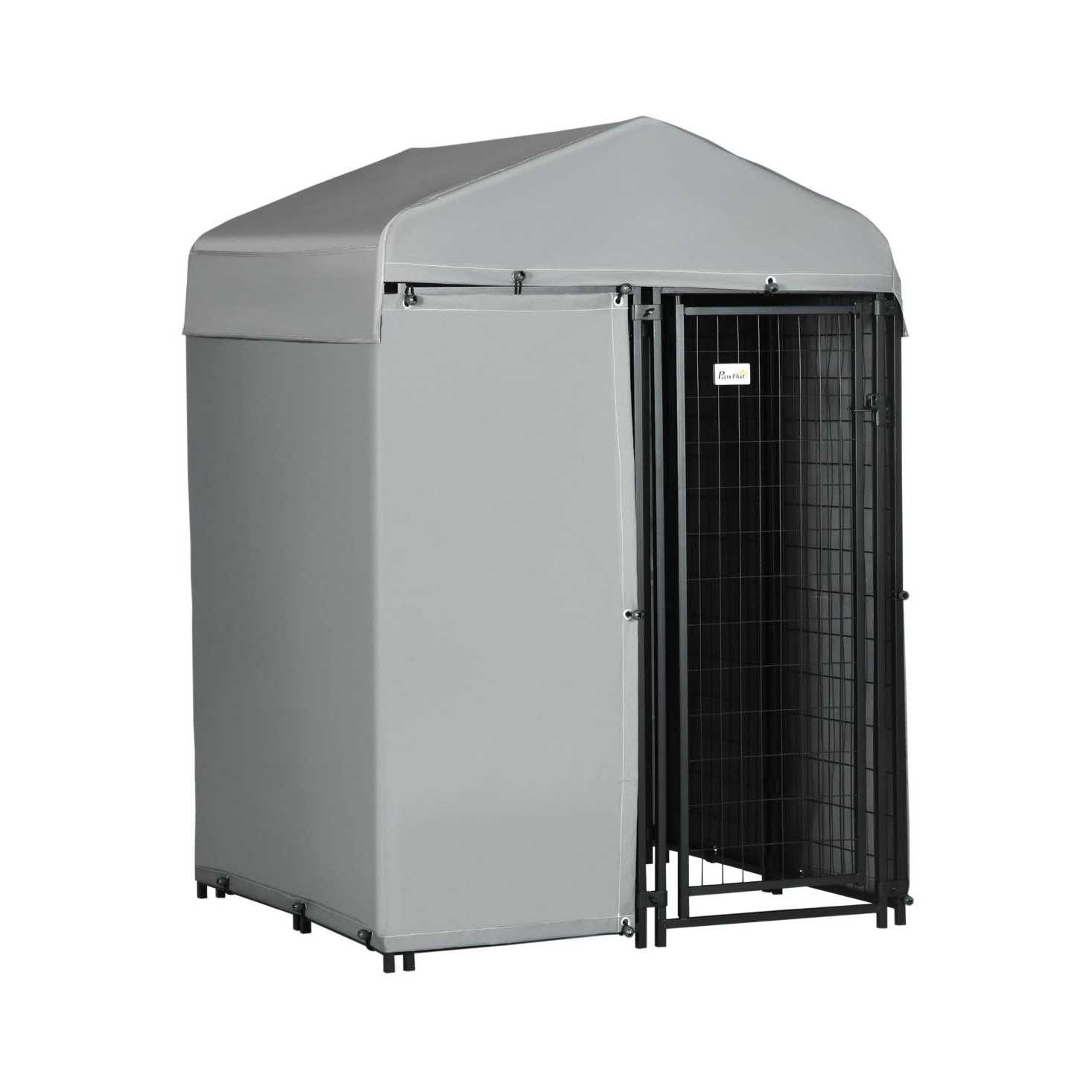 212 Main PawHut 4 x 4 x 6 ft. Outdoor Dog Kennel with Waterproof Canopy