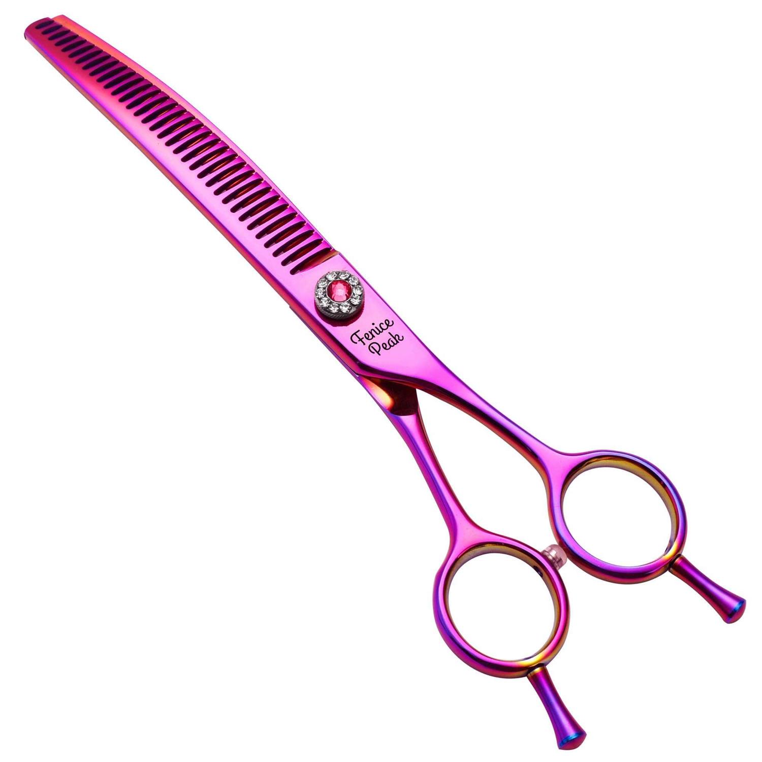 Fenice Peak Professional Dog Grooming Scissors Pet Curved Thinning Shears 7.0” Extremely Sharp Blades 440C Steel Thinning Scissors Durable Smooth