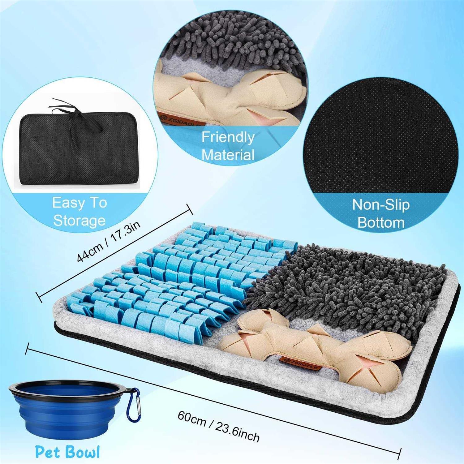 ZGXIAOLE Snuffle Mat for Dogs, Interactive Feed Mat for Boredom, 17.3×23.6 Pet Foraging Mat for Smell Training and Slow Eating with Stress Relief