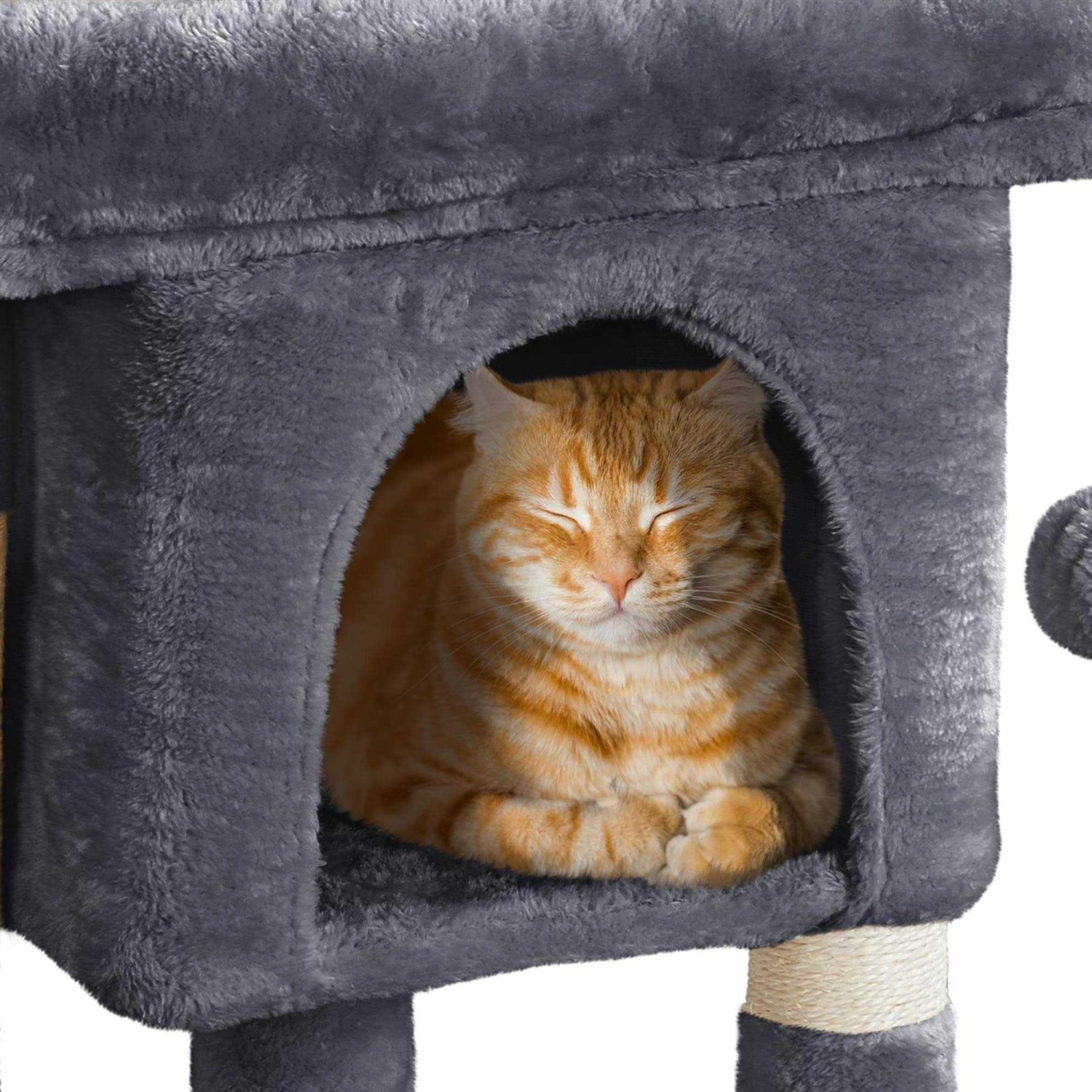 Topeakmart Gray 2-Level Small Cat Tree with Wide Perch