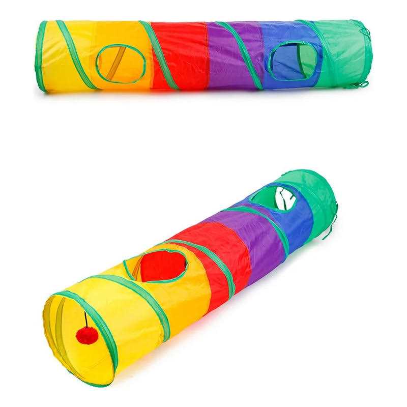Eenk Cat Toy Tunnel and Cubes Bundle Interactive Crinkle Collapsible Tube and Foldable Cubes Playground for Pet, Cats and Puppy