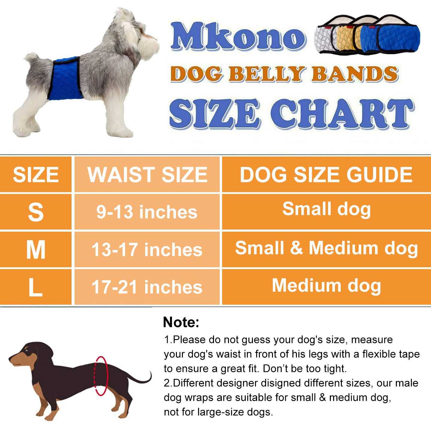 Mkono Male Dog Belly Band Wraps Washable Dog Diapers Male
