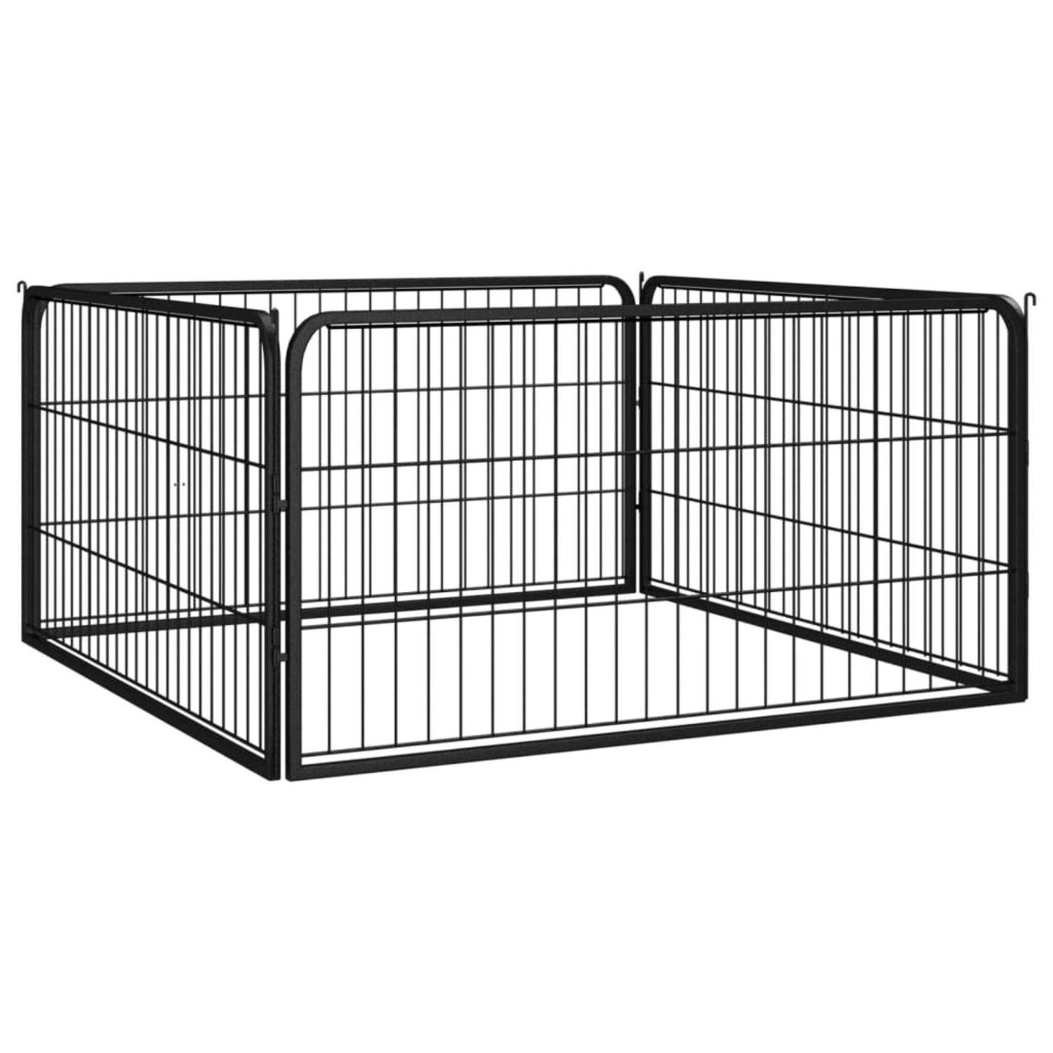 vidaXL Dog Playpen 4 Panels Black Powder-coated Steel