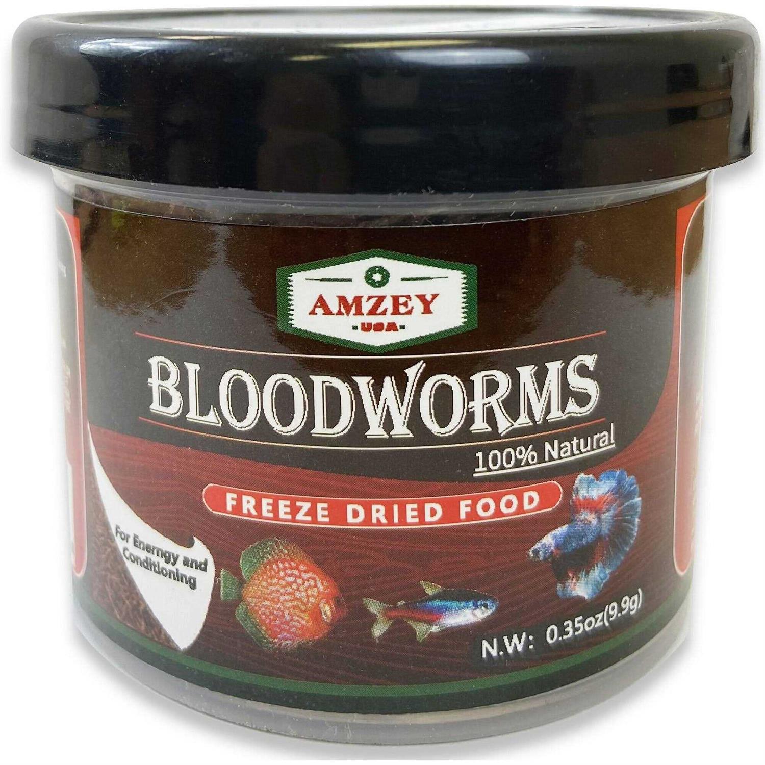 Amzey Blood Worms 0.35oz -100% Natural Freeze Dried Blood Worms Aquarium Fish Food