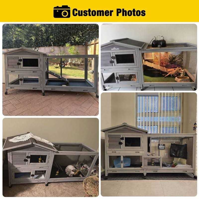 Aivituvin Rabbit Hutch Indoor 62 Cage Outdoor Chicken Coop Guinea Pig Cage on Wheels Bunny Cage with 3 Deep No Leakage Pull Out Tray,Waterproof