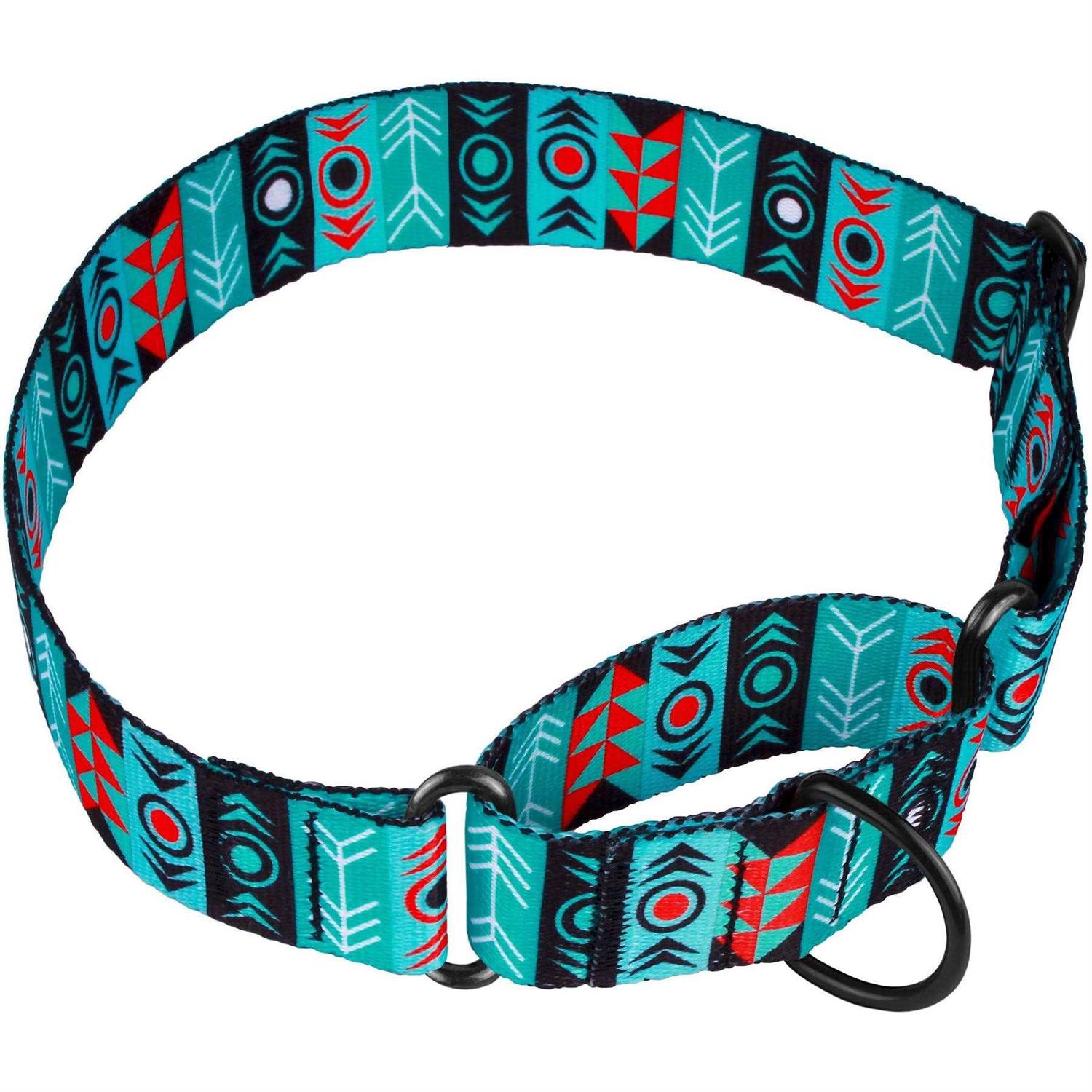 Collardirect Martingale Dog Collar Nylon Safety Training Tribal Pattern Adjustable Heavy Duty Collars for Dogs Medium Large