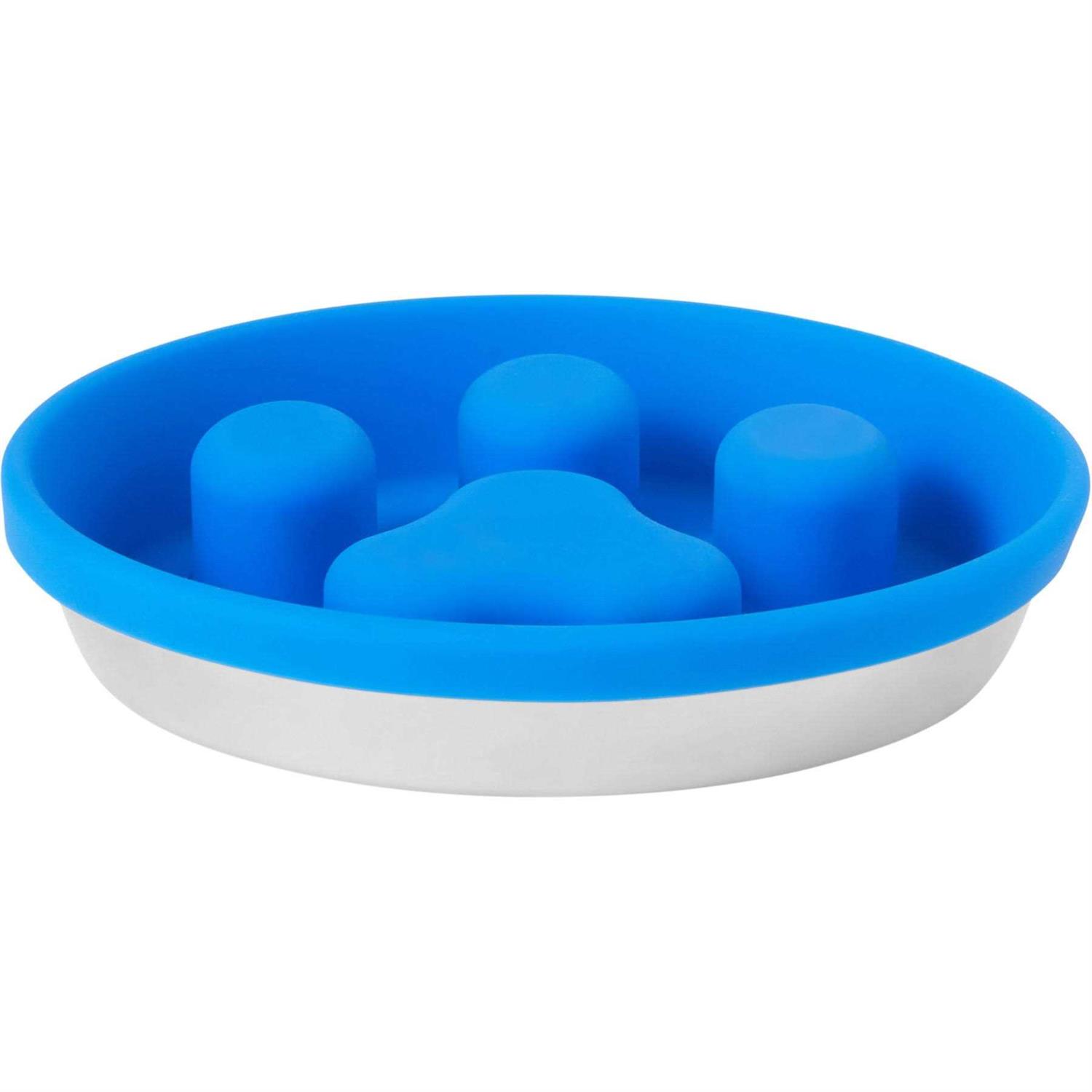 Frisco Paw Design Silicone Stainless Steel Slow Feeder Dog & Cat Bowl