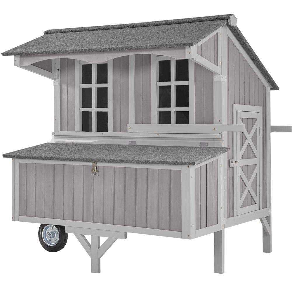 Extra-Large Chicken Coop with Big Wheels for 6-8 Chickens