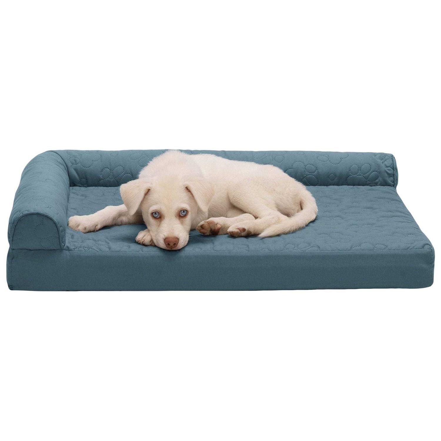 FurHaven Paw-Quilted Deluxe L-Chaise Dog Bed