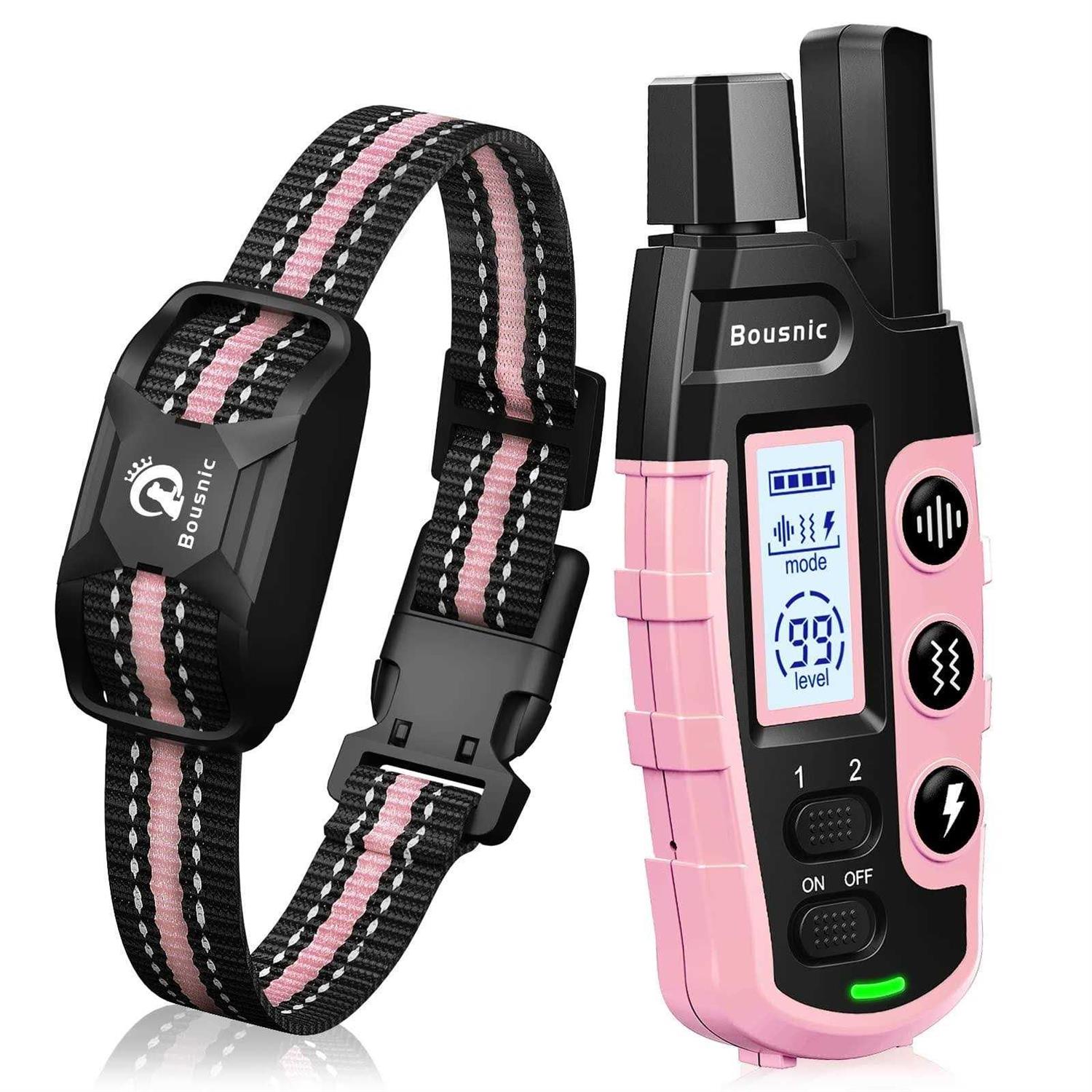 Bousnic Dog Shock collar 3300Ft Dog Training collar with Remote for 5-120lbs Small Medium Large Dogs Rechargeable