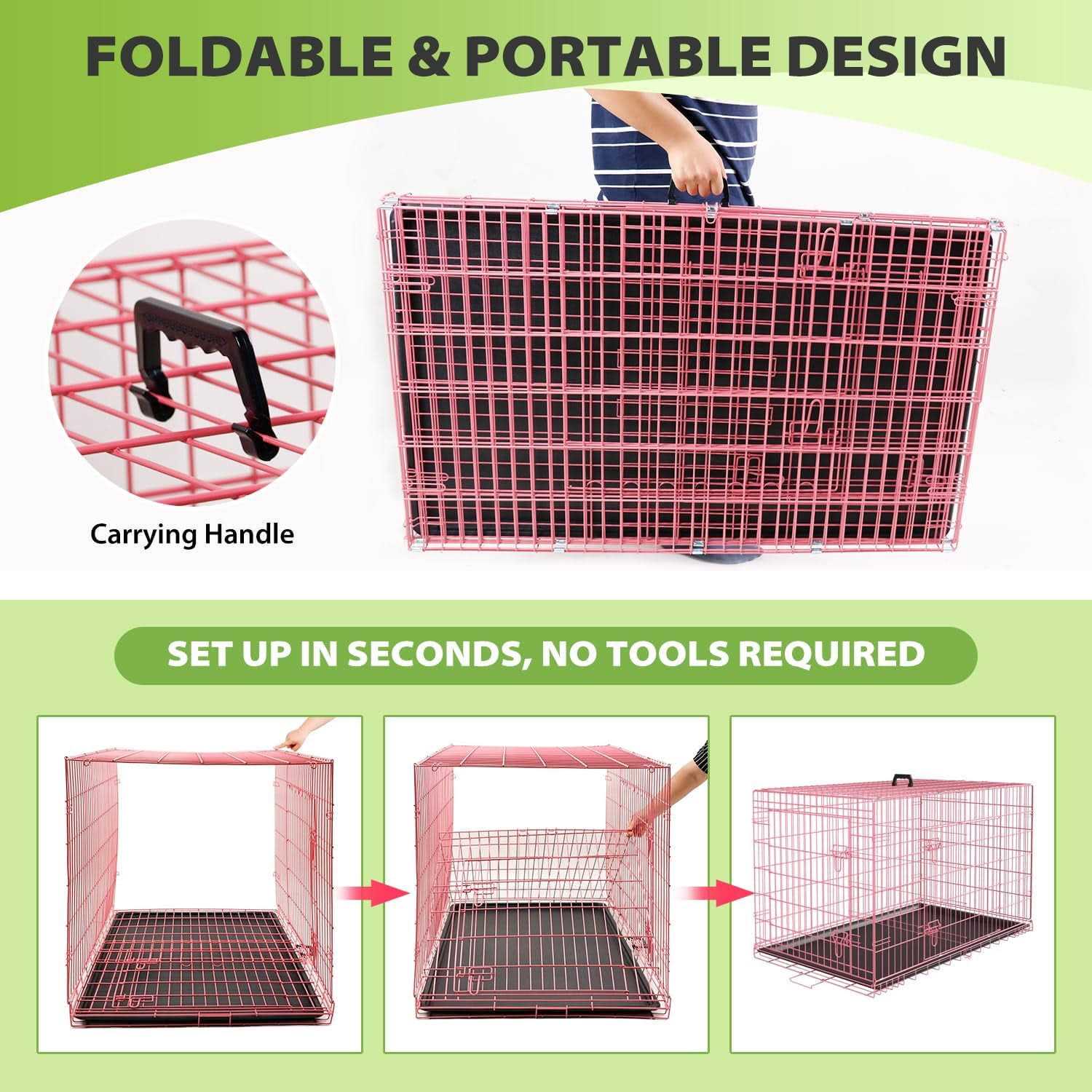 Dkelincs 42 inch Dog Crate Dog Cage for Large Dogs Foldable Metal XL Dog Kennels with 2 Doors