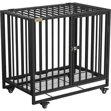 Furpezoo Dog Crate Heavy Duty Strong Steel Dog Cage Medium Dog Kennel with 4 Wheels