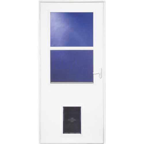 LARSON Pet Door 36-in x 81-in White High-view Self-storing Wood Core Storm Door with White Handle | 37079032
