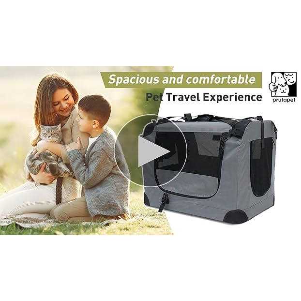 Prutapet Large Cat Carrier Soft-Sided Portable Pet Crate for Car Traveling with Collapsible Litter Box and Bowl