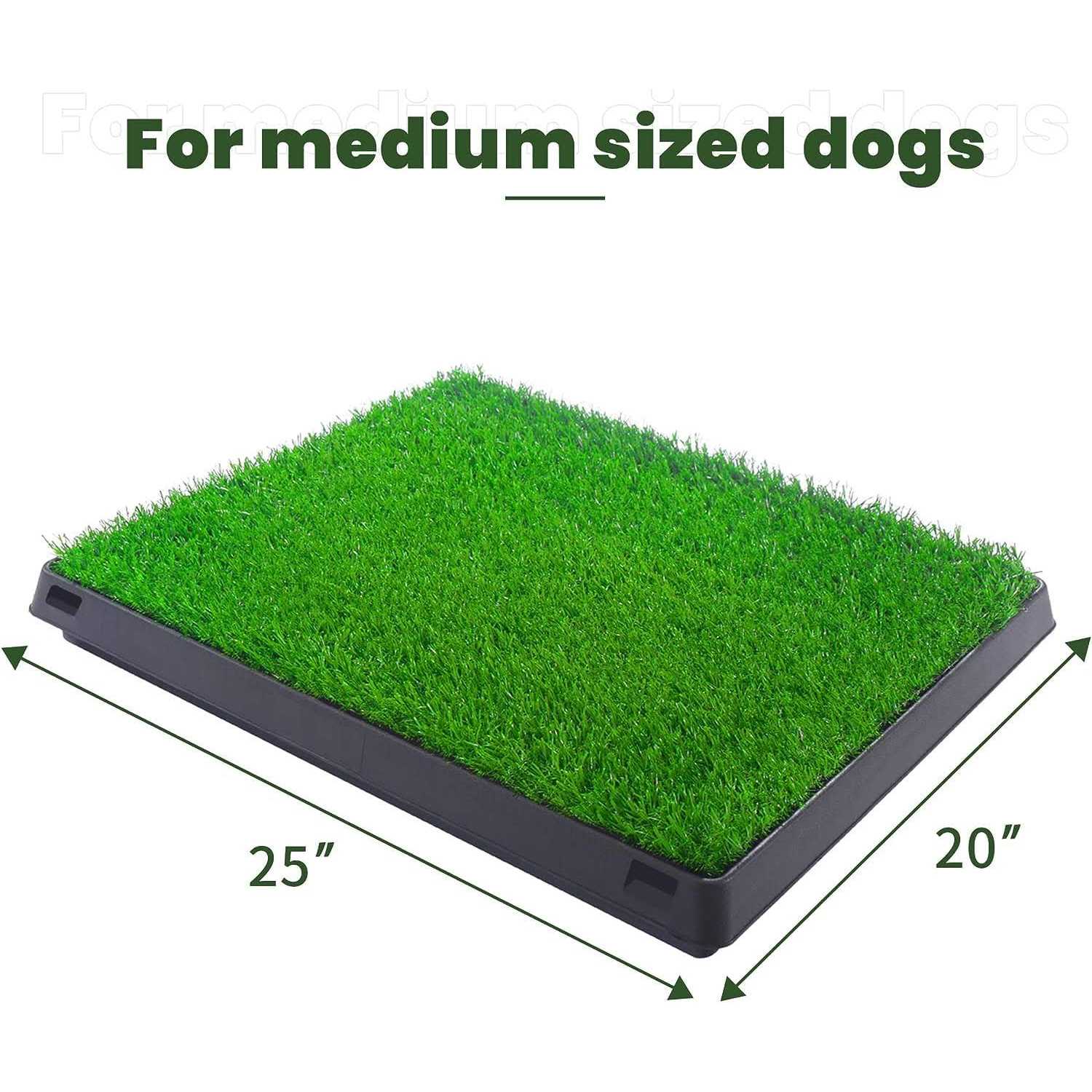 Dog Grass Pad with Tray Artificial Dog Grass Pee Pad 20” x 25” for Pet Potty Loo Indoor Training Outdoor Portable Toilet