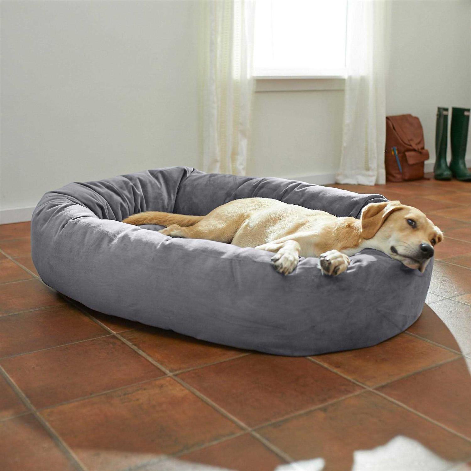 Frisco Velvet Round Bolster Dog Bed w/Removable COVER
