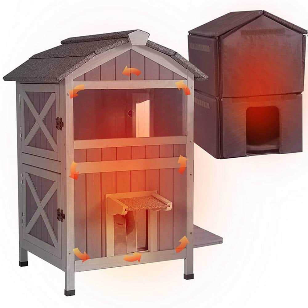 Aivituvin AIR94-IN Outside Insulated Cat House for Winter