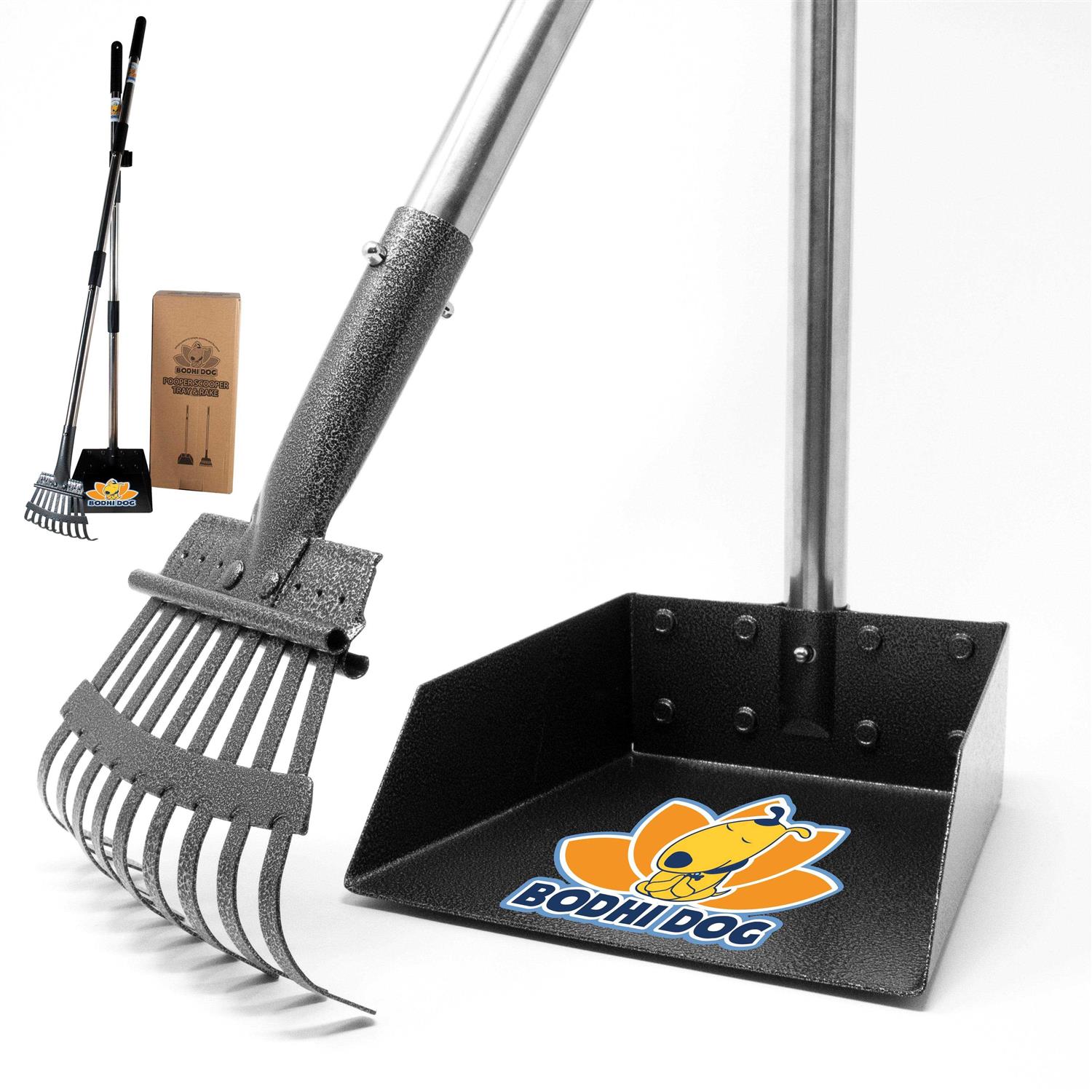 Bodhi Dog Metal Long Handle Tray and Rake Pooper Scooper Small, Medium, Large, XL Pets