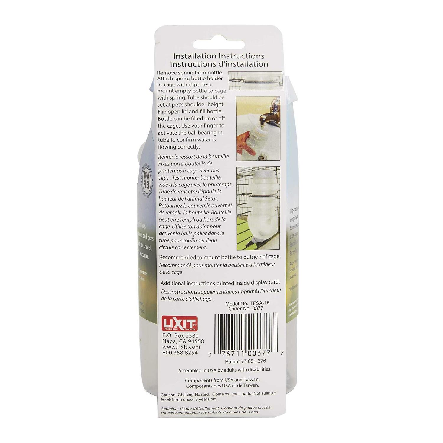 Lixit No-Drip Top-Fill Rabbit Water Bottle