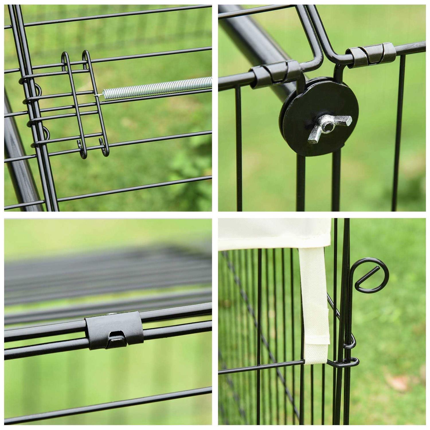 PawHut Outdoor Metal Kennel Enclosure for Small Animals, Utilizable as Rabbit or Chicken Run