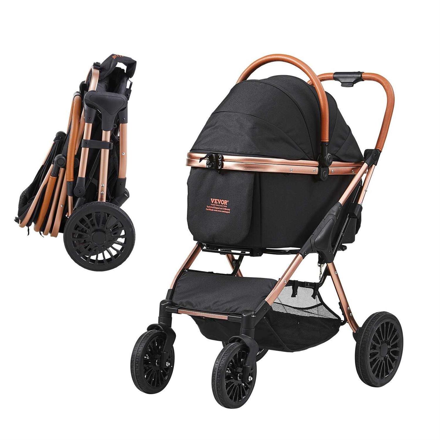 VEVOR Pet Stroller 4 Wheels Dog Stroller Rotate with Brakes