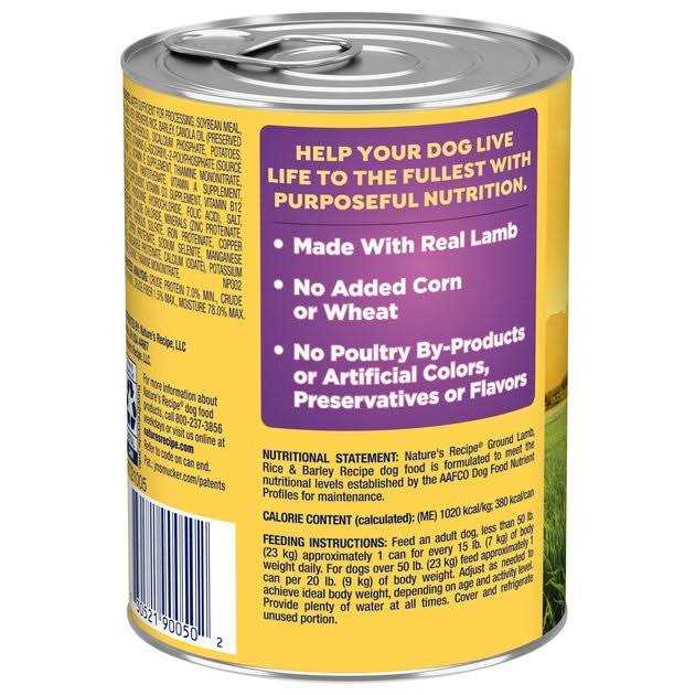 Nature’s Recipe Easy to Digest Lamb Rice & Barley Homestyle Ground Canned Dog Food