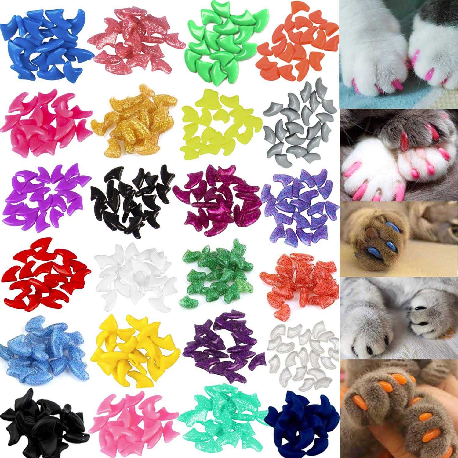 VICTHY Cat Nail Caps Pet Cat Soft Claws Nail Covers Cat Claws with Glue and Applicators Medium