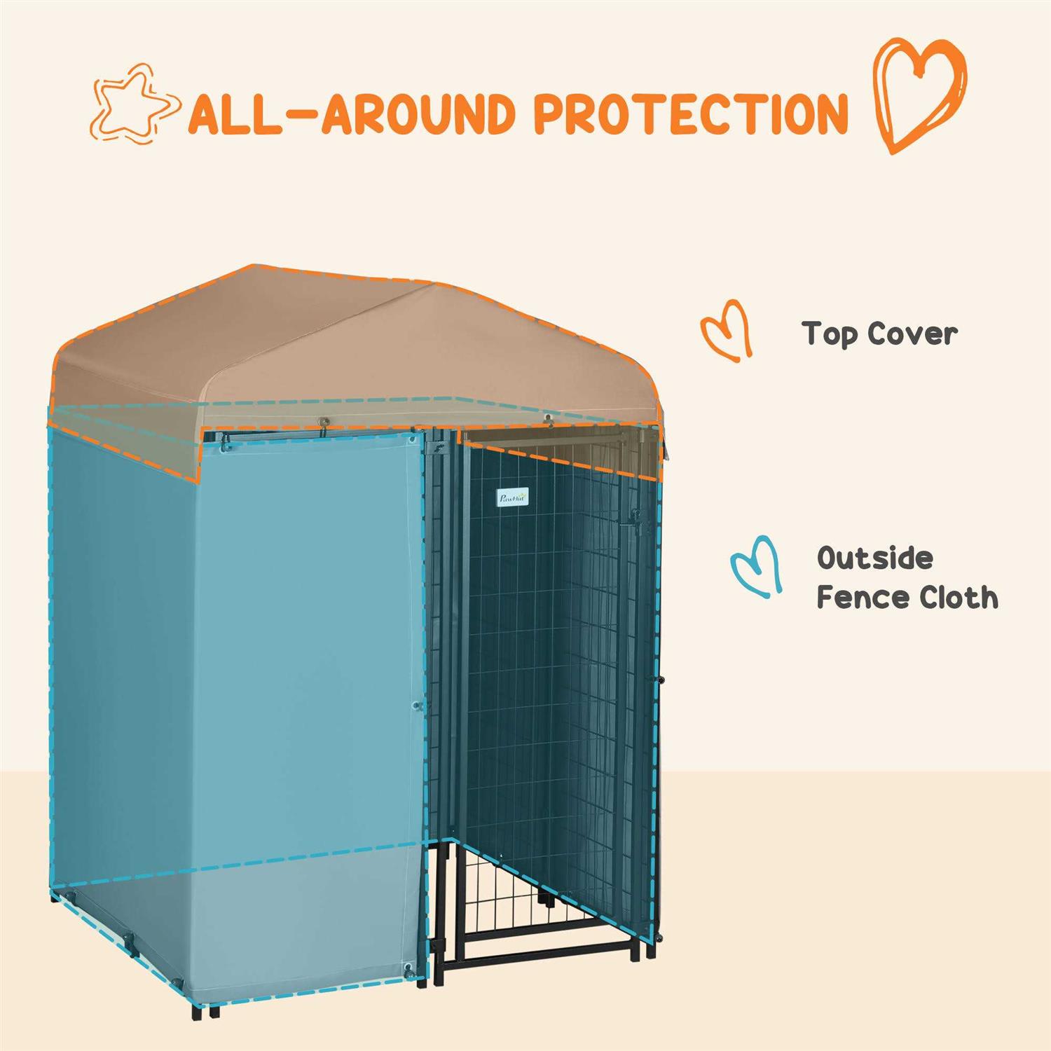 212 Main PawHut 4 x 4 x 6 ft. Outdoor Dog Kennel with Waterproof Canopy