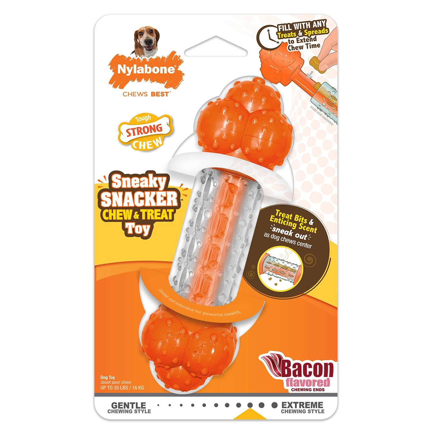 Nylabone Sneaky Snacker Bacon Treat Dog Toy