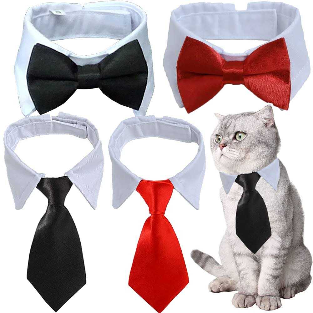 4 Pieces Pets Dog Cat Bowtie Pet Costume Adjustable Formal Necktie Collar for Cats Small Dogs Puppy Grooming Accessories