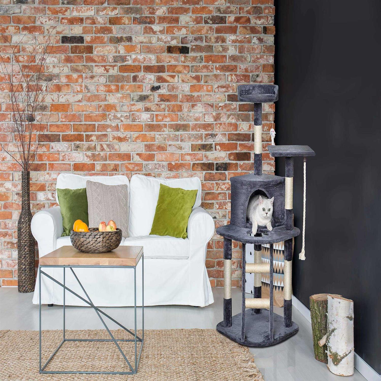 Go Pet Club 49 in. Economical Cat Tree Condo with Sisal Covered Posts