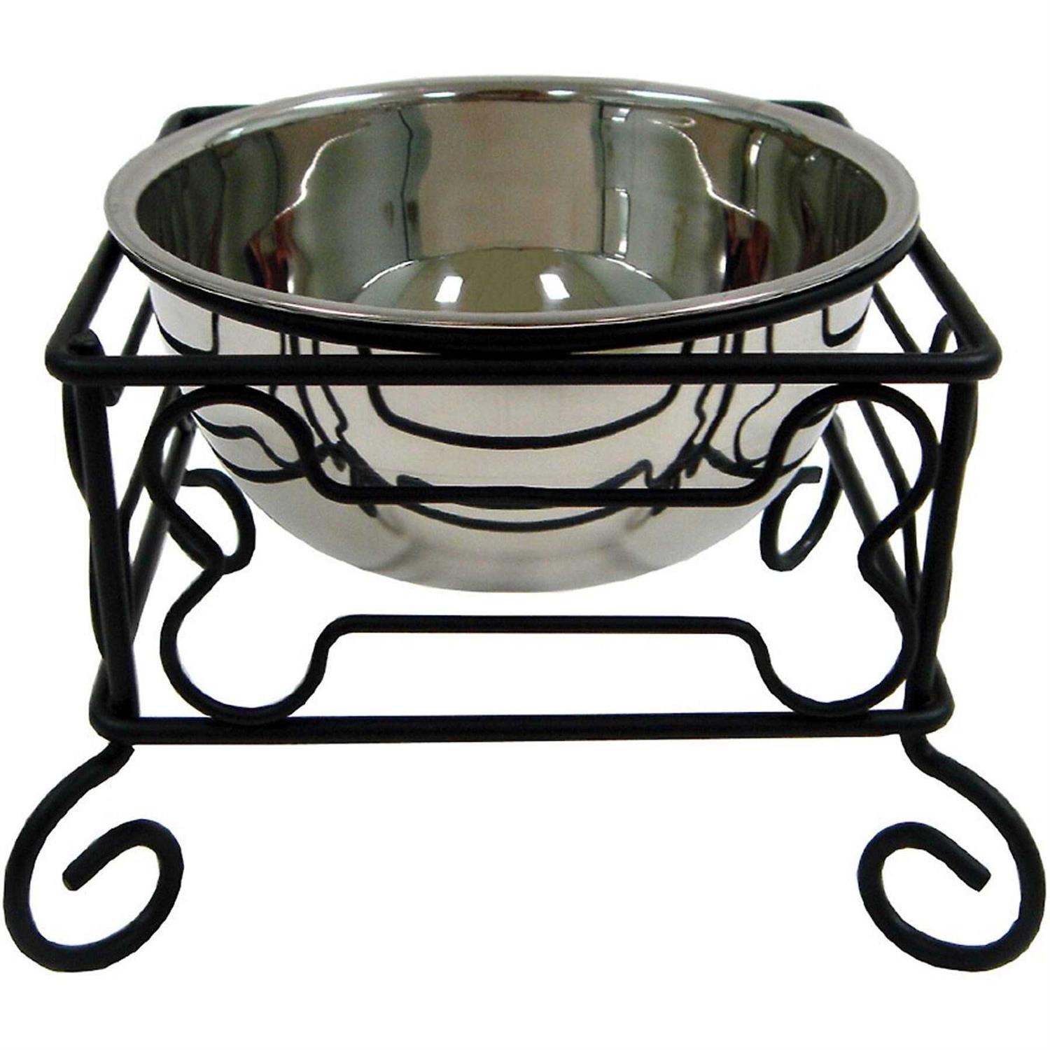 YML Wrought Iron Stand with Single Stainless Steel Feeder Bowl