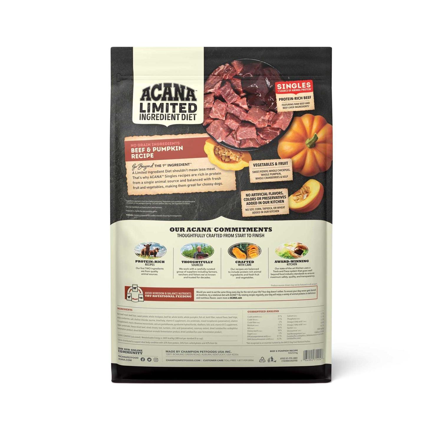 Acana Singles Beef & Pumpkin Dry Dog Food