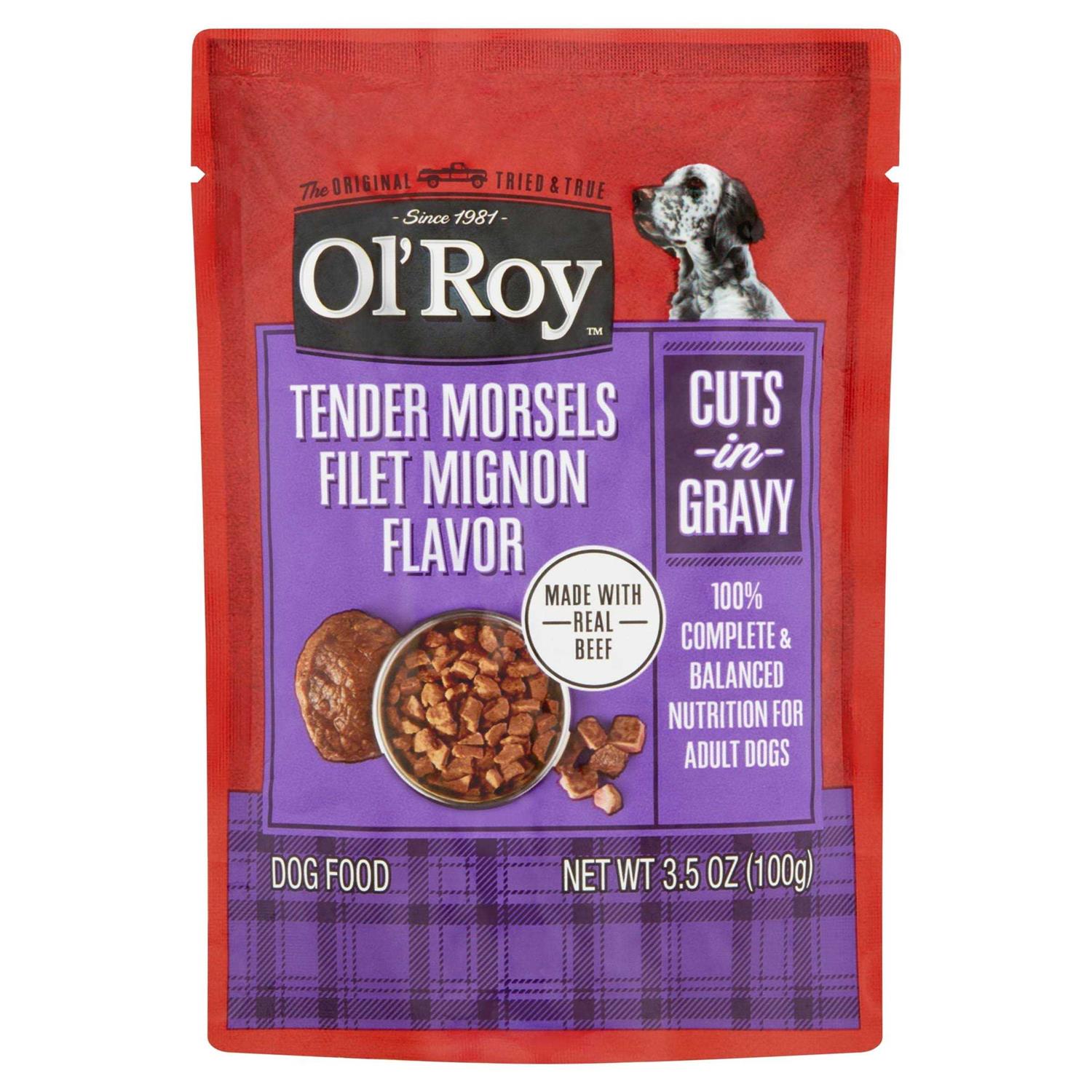 Ol Roy Cuts in Gravy Tender Morsels Filet Mignon Flavor Wet Dog Food Pouch
