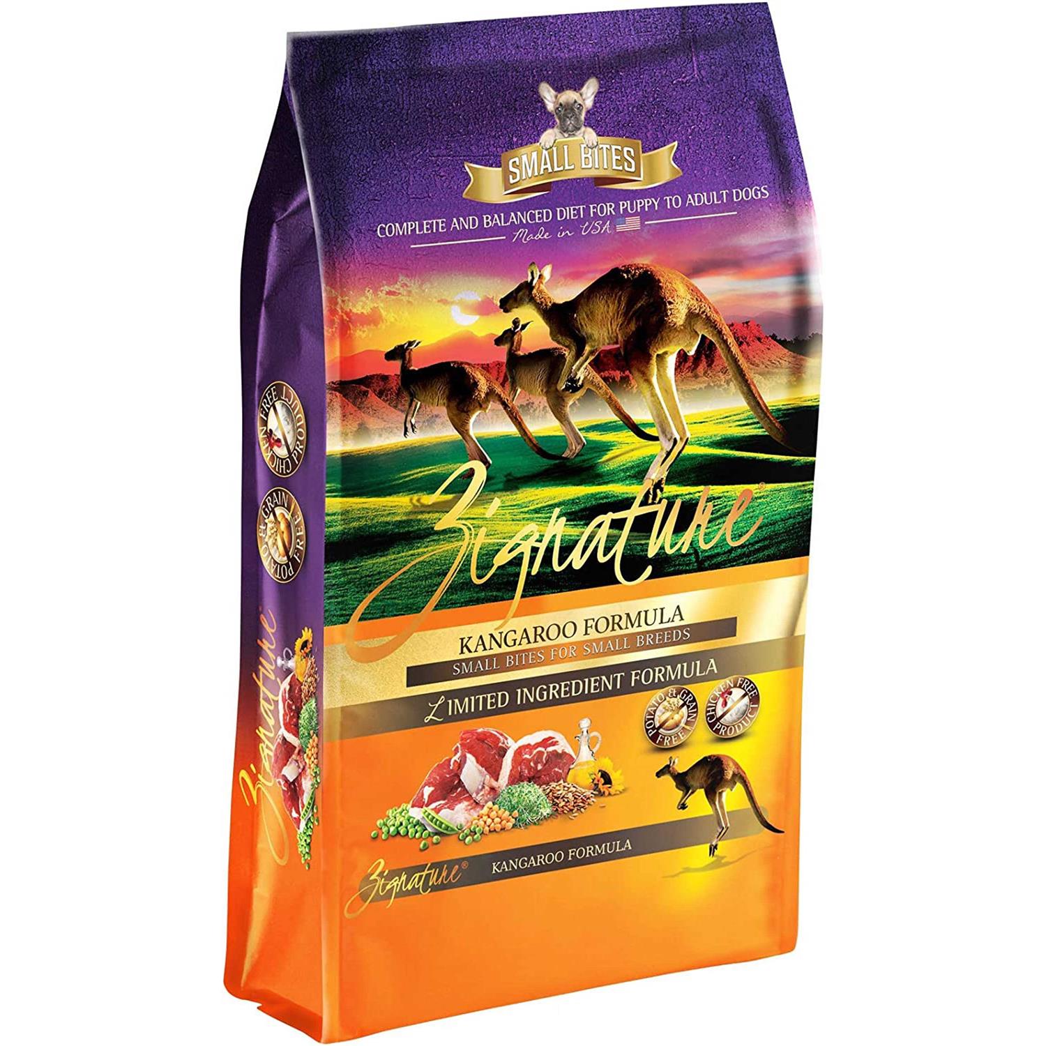 Zignature Kangaroo Formula Small Bites Dry Dog Food