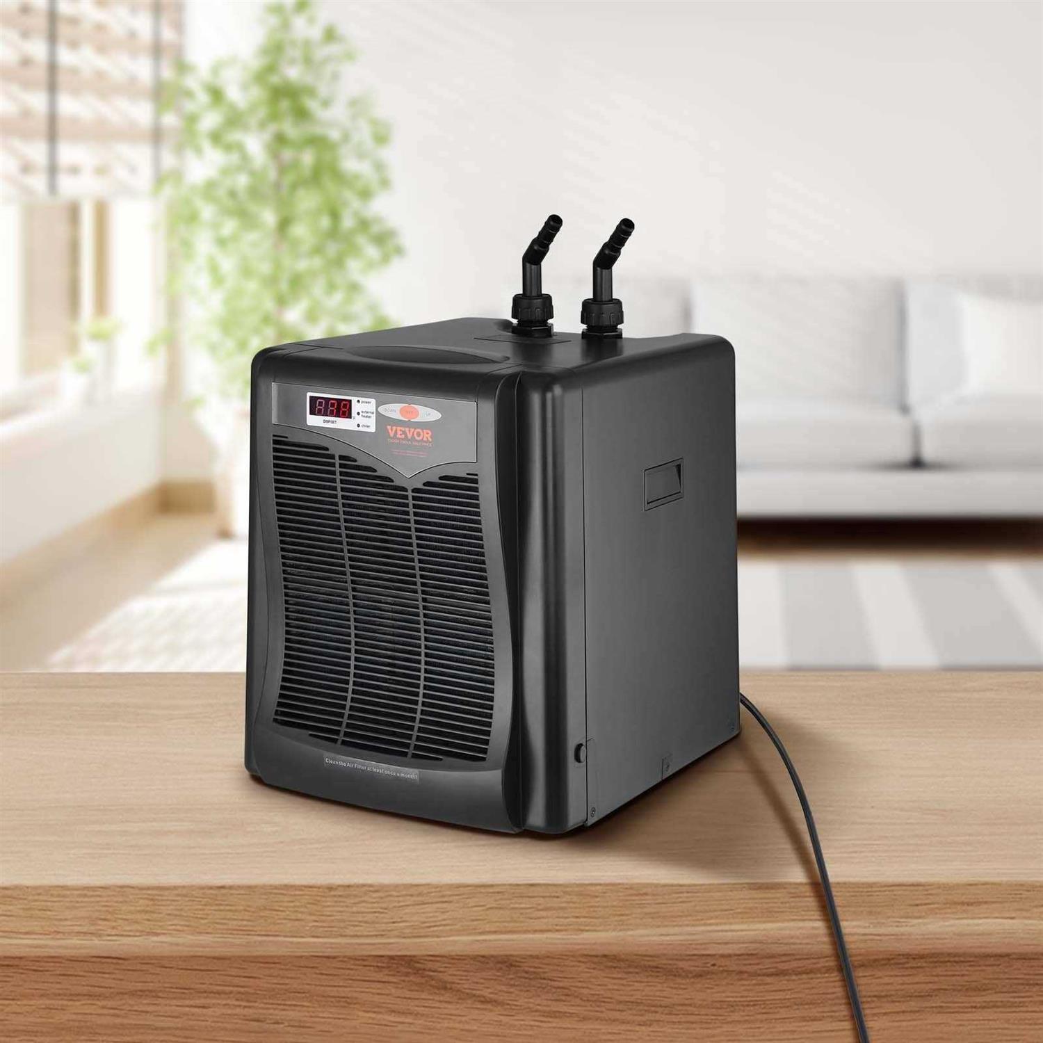 VEVOR Aquarium Chiller, 110 Gal 416 L, 1/3 HP Hydroponic Water Chiller, Quiet Refrigeration Compressor for Seawater and Fresh Water