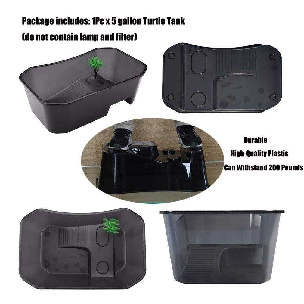 Hamiledyi Turtle Tank Aquarium,Reptile Habitat,Turtle Habitat Terrapin Lake Reptile Aquarium Tank with Platform Plants for Crayfish Crab