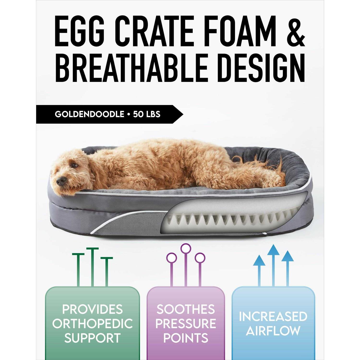 Ohgeni Orthopedic Dog Bed for Large Dogs, Oversized Couch Design with Egg Foam Support, Removable, Machine Washable Plush Cover and Non-slip Bottom