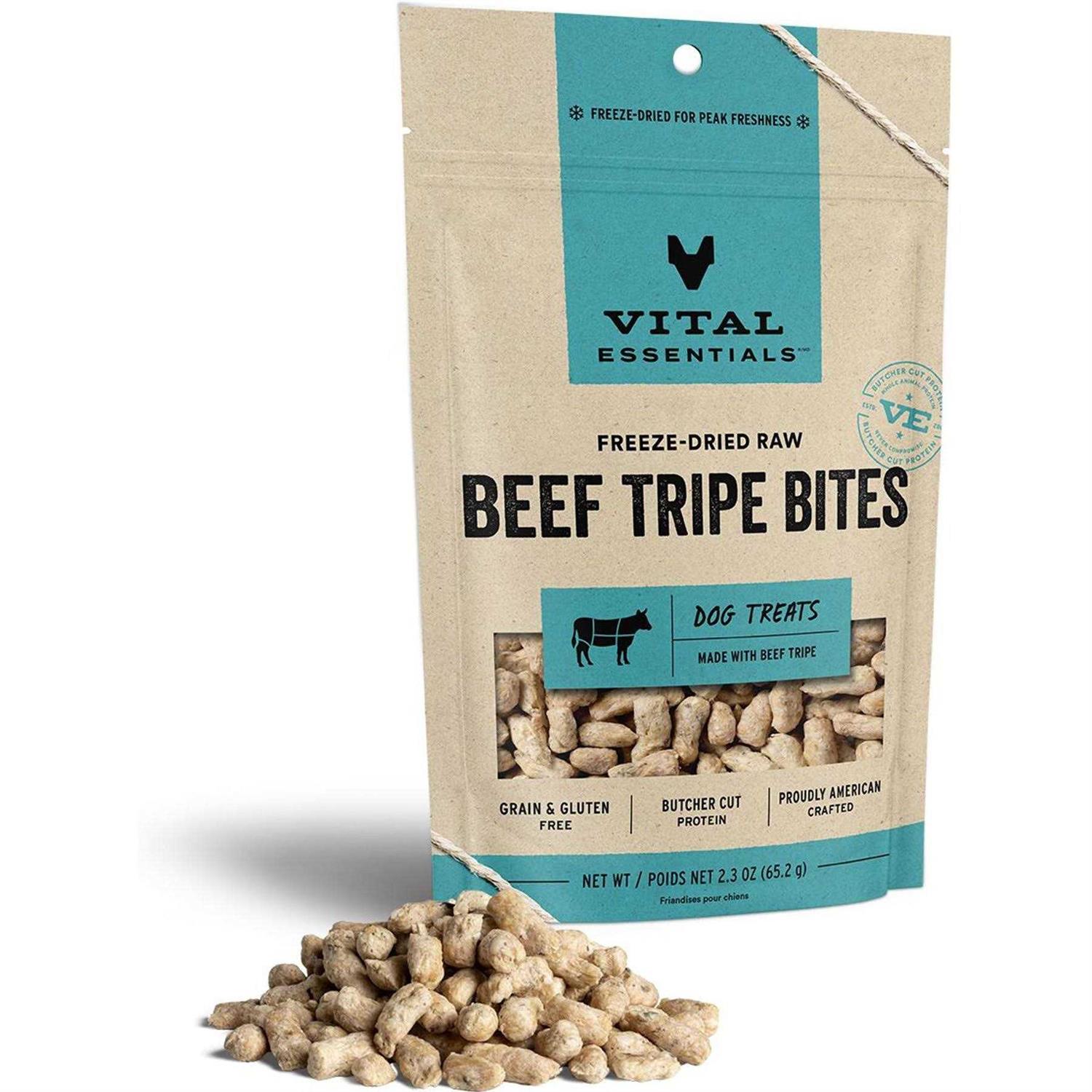 Vital Essentials Freeze Dried Beef Tripe Bites Dog Treats