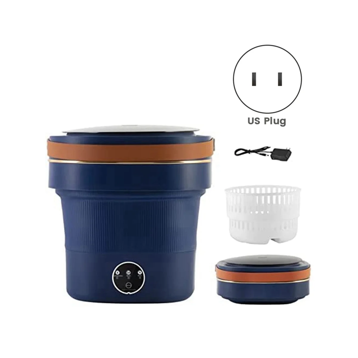 8.5L Capacity Foldable Mini Washing Machine with Drainer Basket for