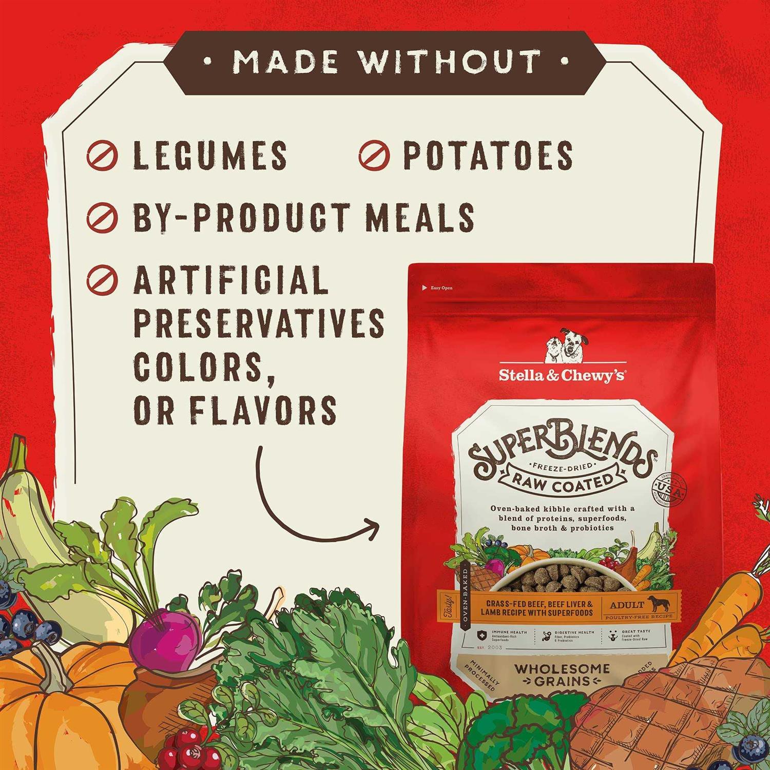 Stella & Chewy’s SuperBlends Raw Wholesome Grains Grass-Fed Beef