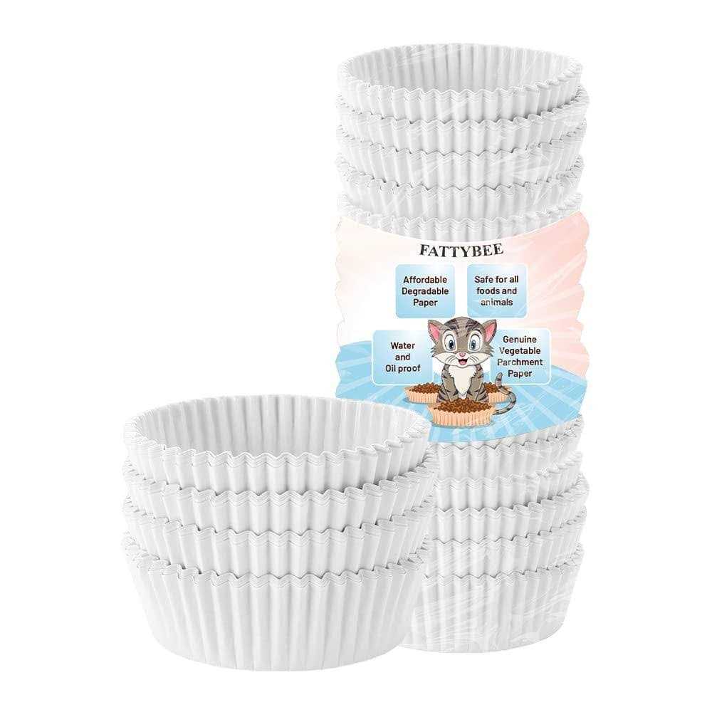 Fatty Bee FattyBee 200 Pcs Pets White Disposable Feeding Bowls Liner Disposable Pet Bowls