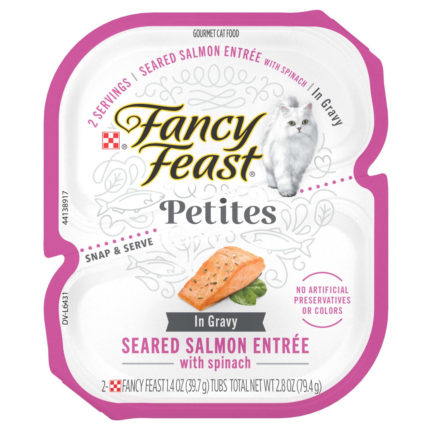 Fancy Feast Petites in Gravy Seared Salmon with Spinach Entree Wet Cat Food