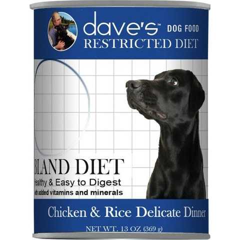 Dave’s Pet Food Restricted Bland Diet Chicken & Rice Canned Dog Food, 13.2-oz, case of 12