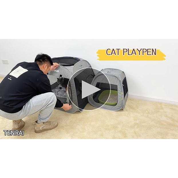 Tenrai Portable Cat Playpen, Trapezoidal Design for Better Standing, Foldable Pet Tent for Indoor and Outdoor Use of Kitten and Puppy