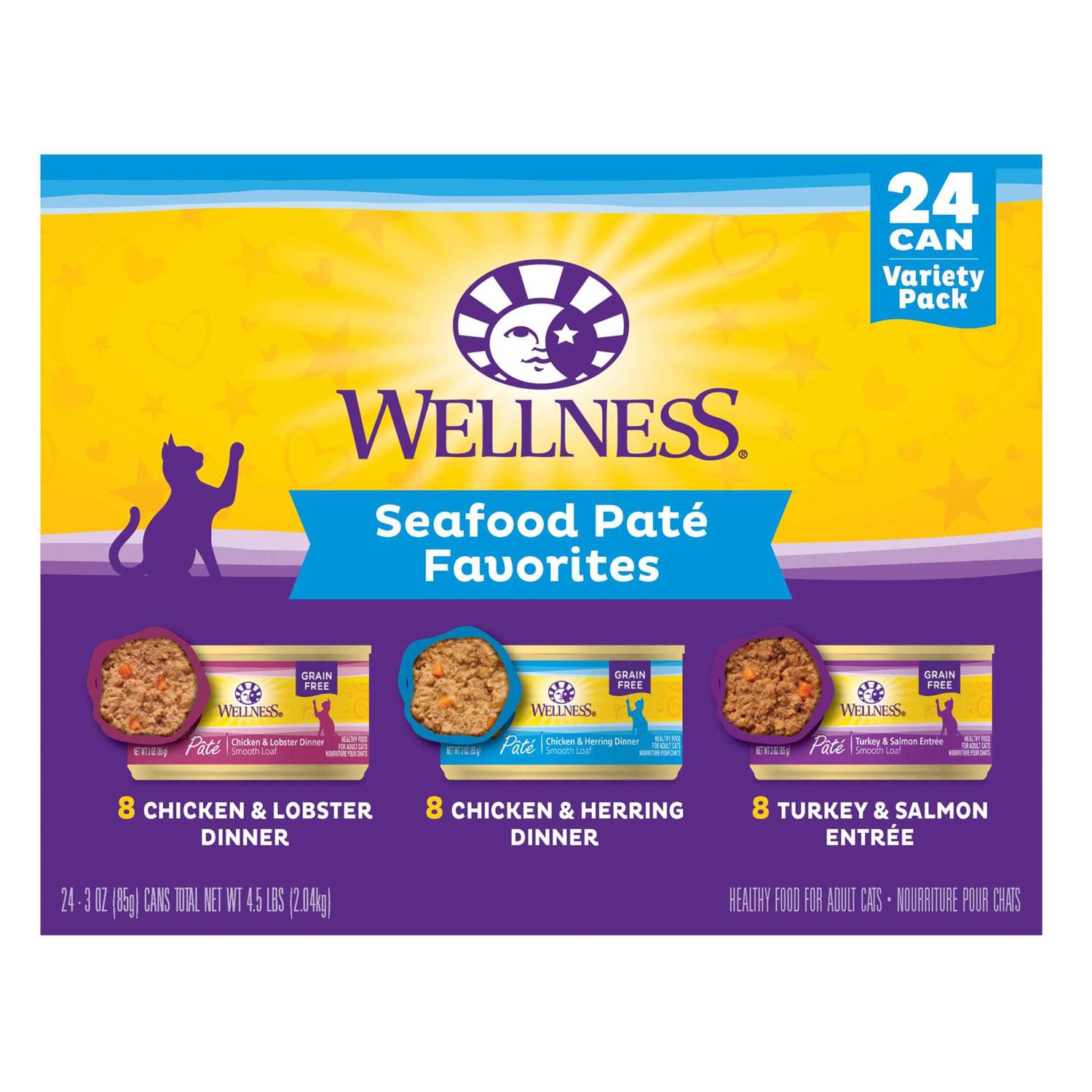 Wellness Complete Health Seafood Pate Favorites Variety Pack Wet Adult Cat Food