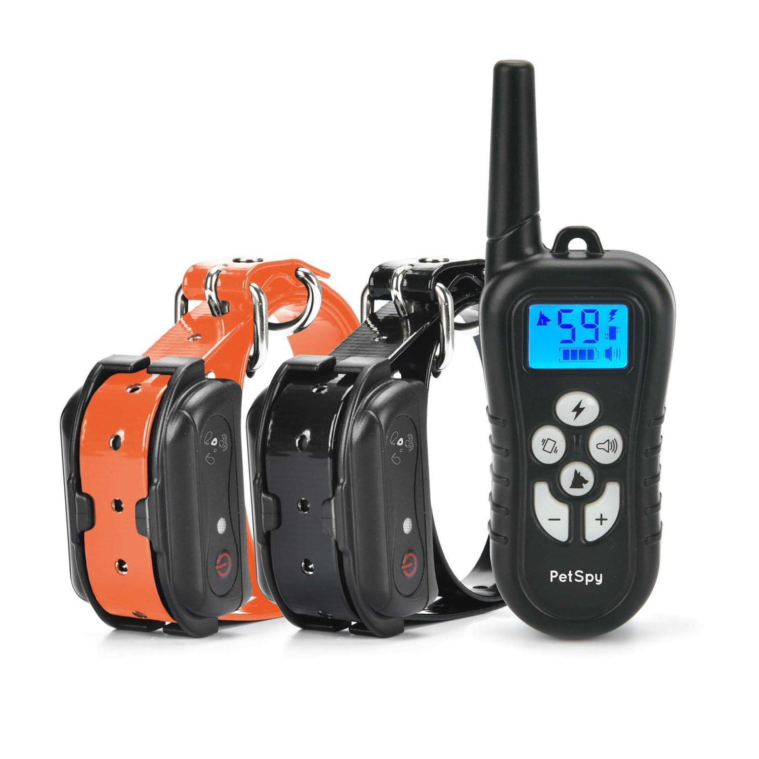 PetSpy Dual Dog Training Shock Collar for 2 Dogs with Beep Vibration and ELECTR
